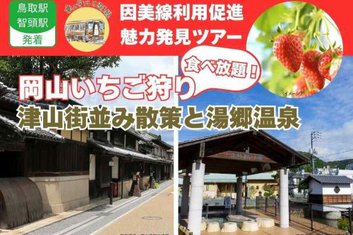 【満席】因美線利用促進魅力発見ツアー　岡山いちご狩り食べ放題　津山街並み散策と湯郷温泉